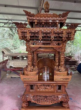 雕刻道观宫殿抬神出巡轿子 精雕木质供奉佛轿子厂家