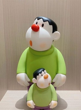 潮玩网红胖虎歪头创意小摆件新款桌面车载电视柜玄关酒柜玩偶玩具