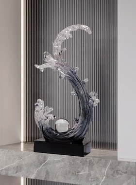 风生水起入户玄关摆件轻奢高档客厅电视柜办公室年年有余锦鲤装饰