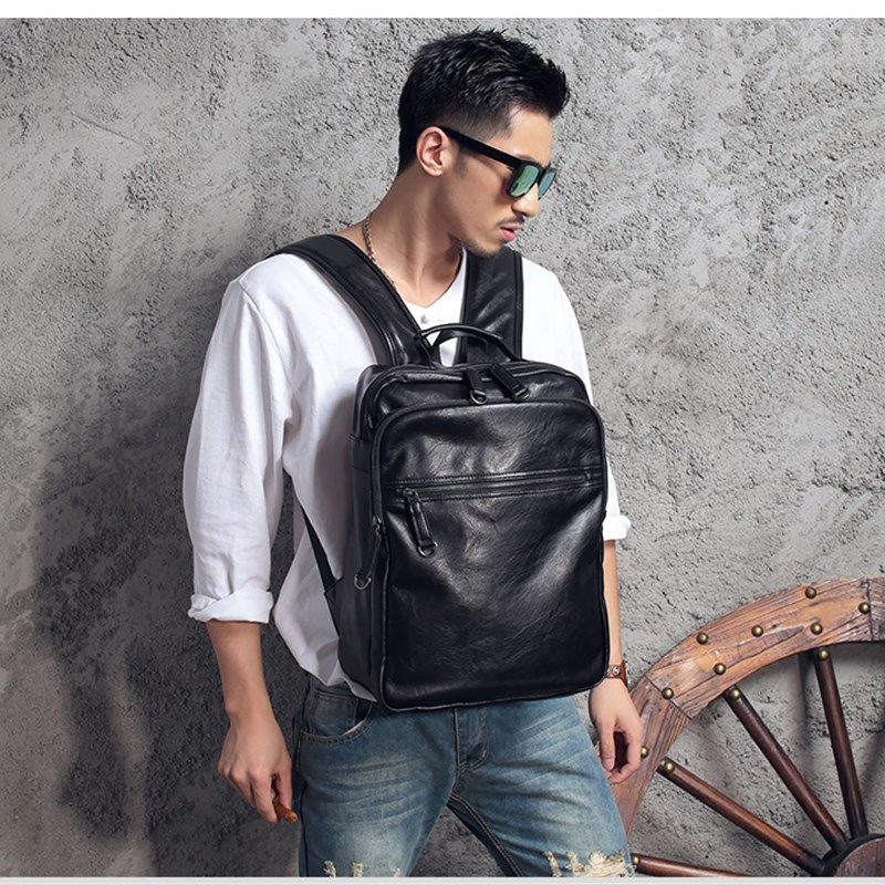 大容量真皮双肩包男式潮牌简约牛皮电脑背包2020新款旅行包潮男包,淘宝优惠券,粉丝福利购,淘宝优惠卷