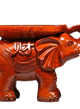 花梨实木雕大象凳子摆件落地客厅换鞋凳家用门口玄关茶几凳装饰品