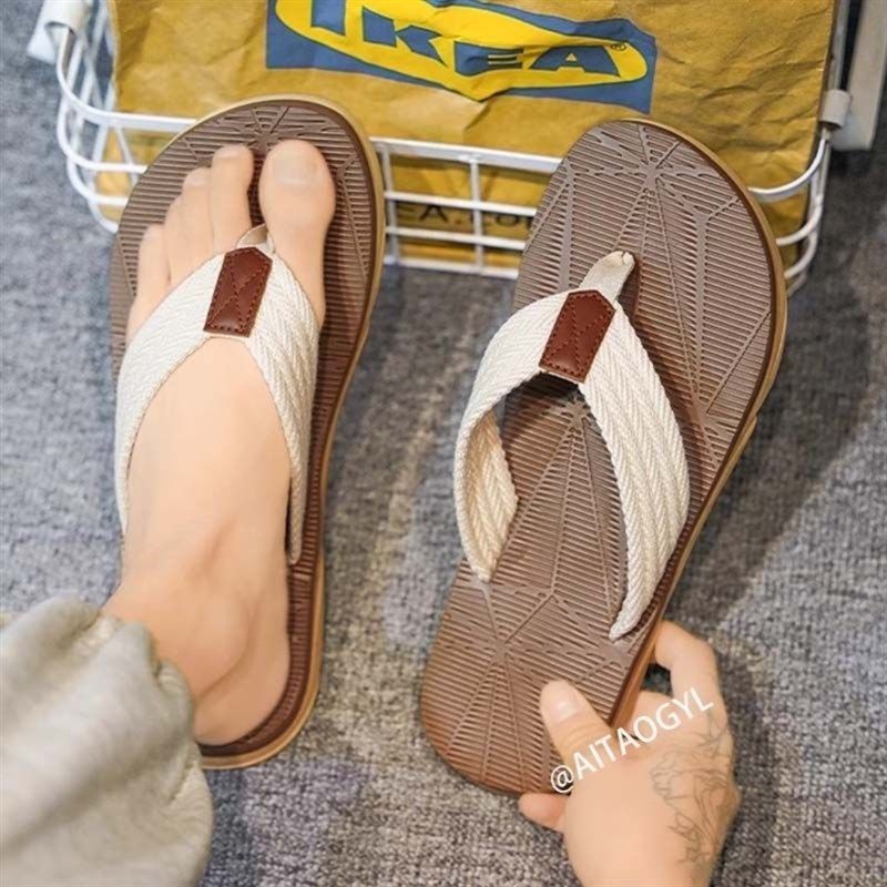 日式拖鞋男士人字拖夏季外穿防滑2025新款男式帆布腰带夹脚沙滩凉,淘宝优惠券,粉丝福利购,淘宝优惠卷