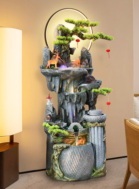 假山流水喷泉摆件办公室客厅电视沙发旁门店风水轮装饰开业礼品