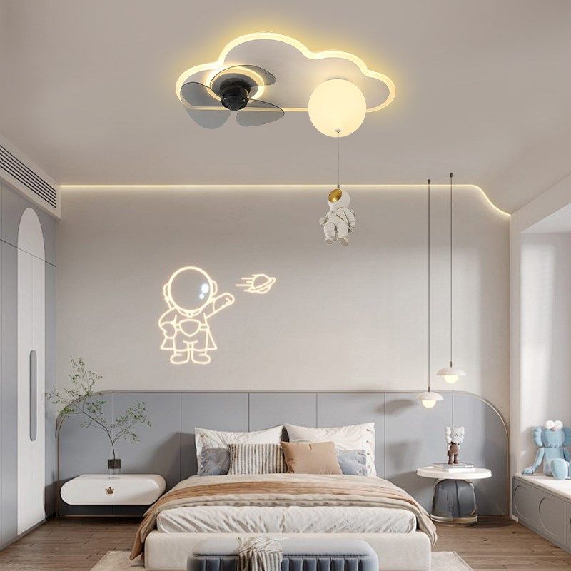 太空人风扇灯卧室温馨氛围空气电机风扇灯创意个性护眼儿童房间灯,淘宝优惠券,粉丝福利购,淘宝优惠卷