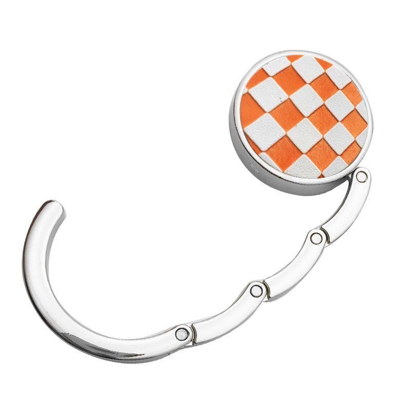 创意便携式包包挂钩桌边挂包器圆形皮料多图案折叠金属随身挂包钩 - 图0