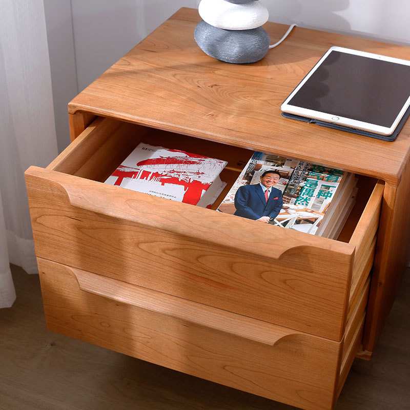 北欧木林樱桃黑胡桃木实木卧室床边柜家用小户型储物床头柜窄 - 图1