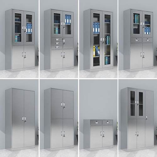 304/201 不锈钢文件柜带锁资料柜员工办公室桌面专用小型文件矮柜 - 图2