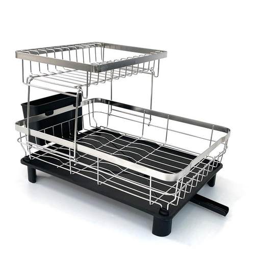 新中式碗碟沥水架厨房双层不锈钢色碗碟架厂家特大放碗碟置物架子 - 图3