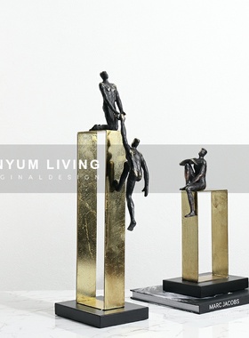 简约现代轻奢几何创意抽象人x物雕塑样板房间售楼处家居电视柜摆