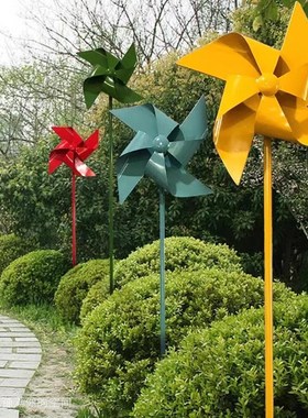 金属四叶旋转风车摆件户外公园小区园G林广场景观造型布置装饰小