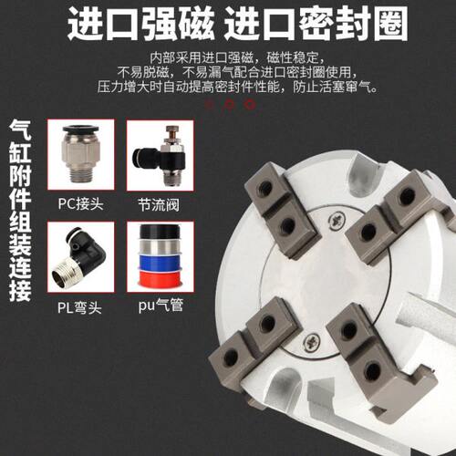 气动三爪气缸MHS2/MHS3/MHS4/MHSH3/MHSL3-16-20-25-32-40-50-63D - 图1