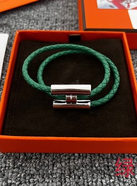 轻奢风法式优雅气质时p尚大方双层皮绳镀金手錬男女情侣同款七夕