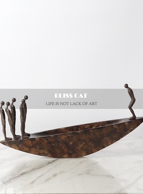 新中式软装平衡金属雕塑摆件样板房售楼处民宿玄关书柜艺术装饰品