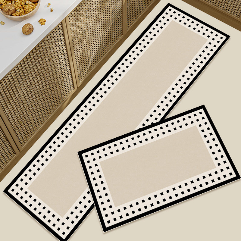 Technological leather kitchen floor mat, water-absorbent, non-slip, oil-proof and anti-fouling carpet, light French household wipeable and washable long strips