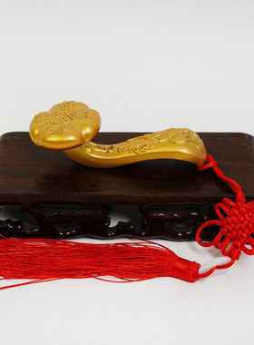 黄铜如意手把件实心转转如意随身携带解压摆件包挂吉祥物新中式