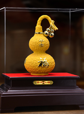 绒沙金平安福葫芦摆m件工艺品招财客厅酒柜装饰品新居乔迁开业礼