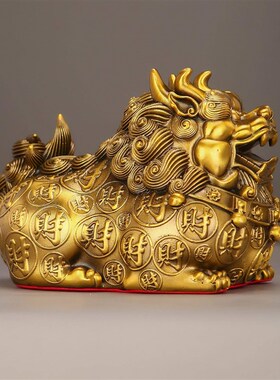 黄铜纳财貔貅摆件招財进宝四方纳财客厅办公桌装饰店铺