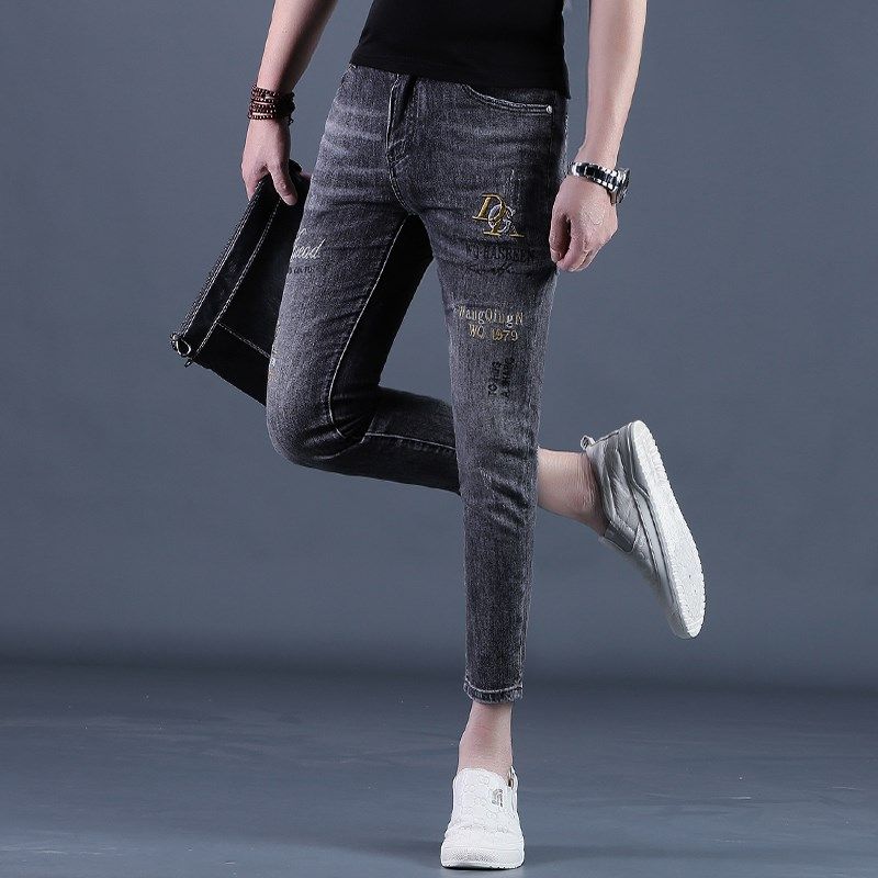 裤男九分裤男士牛仔裤潮牌刺绣花修身小脚夏季9分男裤青年裤子男,淘宝优惠券,粉丝福利购,淘宝优惠卷