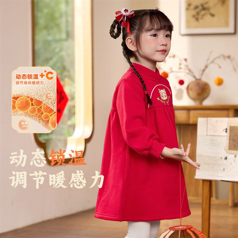 女童裙子新年款冬季宝宝连衣裙婴儿公主裙童装儿童拜年服红色冬装,淘宝优惠券,粉丝福利购,淘宝优惠卷
