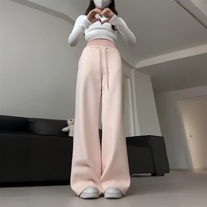 300斤大码女装甜美风粉色休闲卫裤女胖mm裤子高腰垂感美式运动裤,淘宝优惠券,粉丝福利购,淘宝优惠卷