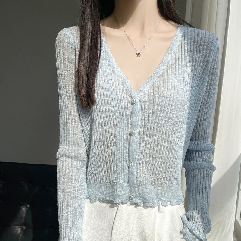 薄款冰丝针织开衫女防晒衫长袖短款外搭罩衫小外套披肩空调衫打底,淘宝优惠券,粉丝福利购,淘宝优惠卷