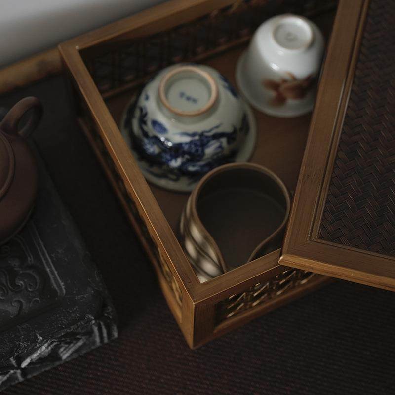 复古竹制镂空茶具带盖收纳盒紫茶壶收纳盒茶托盘,淘宝优惠券,粉丝福利购,淘宝优惠卷