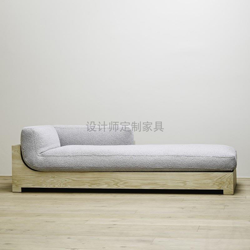 轻奢复古客厅双三人实木皮布艺沙发设计师样板间售楼部接待沙发 - 图2