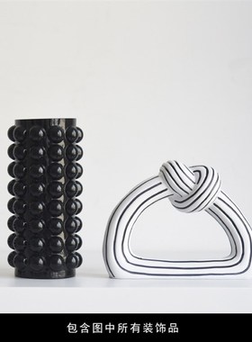 简约现代高d级感黑白条纹抽象摆件家居客厅酒柜电视柜轻奢软装饰