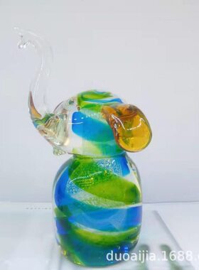 玻璃玻璃摆件古玻璃创意室内软装雕塑琉璃摆件法大象摆件