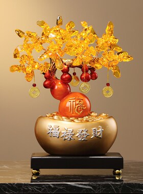 元宝发财树鹿招财摆件家用旺宅客厅摆件L高档大气上档次开业摆件