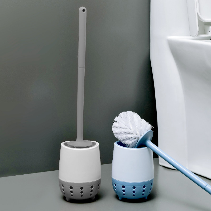 Toilet brush set, wall-mounted, punch-free, household bathroom, no blind spots, soft-bristled toilet brush, toilet cleaning tool