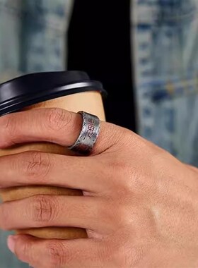 手工原创雷令r戒指男士S925银道系国潮霸气单身戒宽指