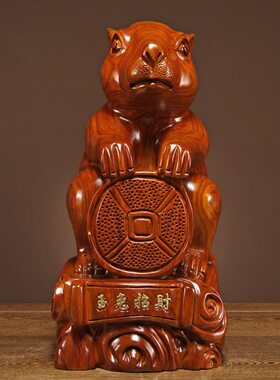 花梨木雕兔子摆件实木动物十二生肖兔家居客厅装饰送礼红木工艺品