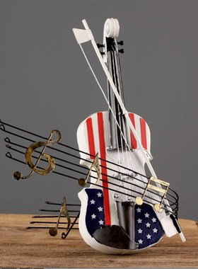 覆古怀旧铁艺吉他小提琴s摆件餐厅酒吧G咖啡厅装饰酒柜摆设乐器道