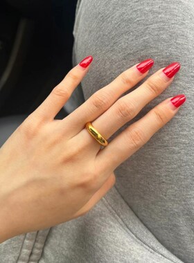 金包银泥鳅背戒指男m女磨砂素圈古法指环闭口食指戒情侣对戒送女