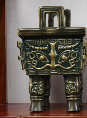 新中式老板办公室装n饰书柜高档入户进门钥匙盒博古架摆件招财饰