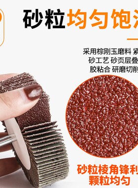 锥形带柄百叶轮磨头砂纸打磨抛光轮金属不锈钢木工电动小磨头