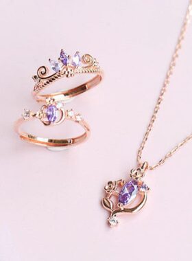 食指儿童戒指钻石女童宝石公主闺蜜开口女孩戒圈可爱在逃指环配饰