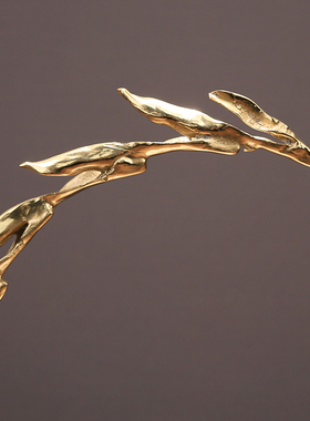 纯铜轻奢创意大理石摆件客厅样板房新中式玄Q关酒柜软装饰品摆设