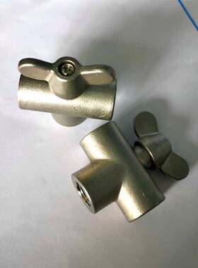 不锈钢三通球阀DN8或2分或1/4内丝换向阀手动三通球阀蝶形手柄L型