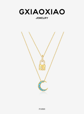 G XIAOXIAO 时尚气质百搭双层小众月亮项链 F18X8 F18X9