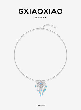 G XIAOXIAO 高级浪漫气质百搭蓝色流苏项链 F16X227 F16H93