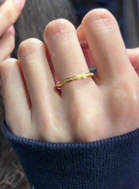 法掉金大小姐专属！精致河古不指食指中洗细磨砂戒指色腻手戒洗澡