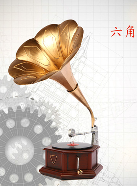 老式铁艺仿古复古唱片机 留声机 摄影道具 Q模型家居装饰品摆件