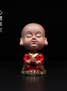 小沙弥车载摇头摆件一禅s淡定新款汽车饰品一休淡定点头小和尚禅
