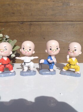 白衣彩衣少林武功夫小子和尚摆件 E大号树脂罗汉摆设家饰车饰武馆