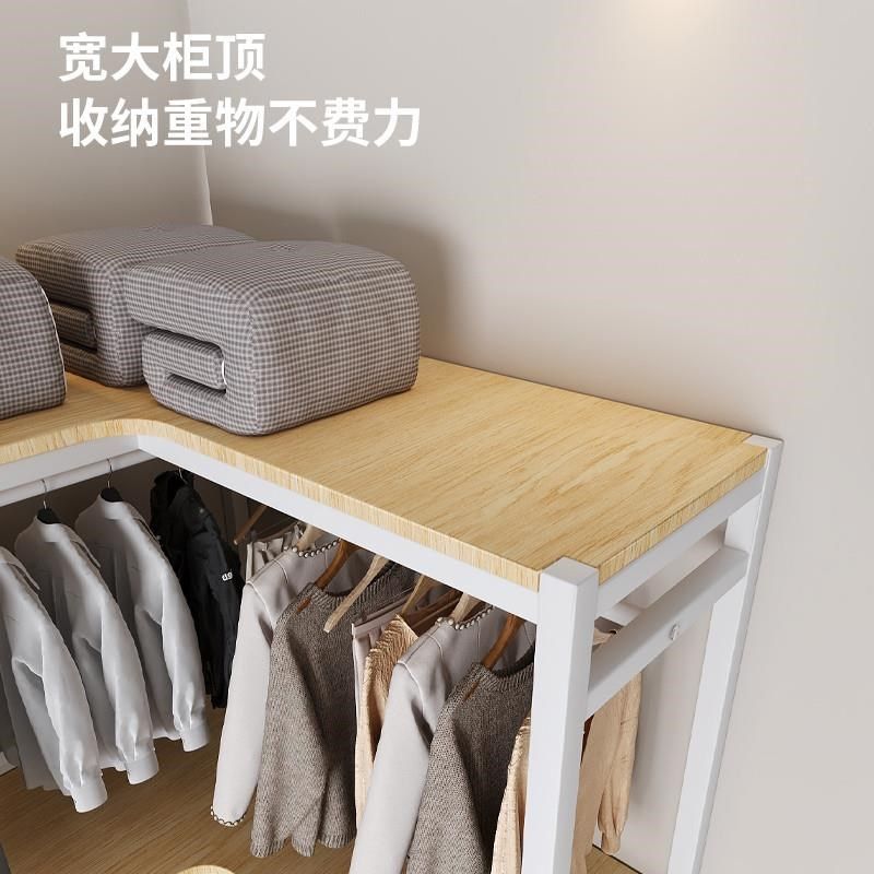 家用卧室转角靠墙衣柜全钢架组合结实耐用简易衣柜墙角开放式衣橱,淘宝优惠券,粉丝福利购,淘宝优惠卷