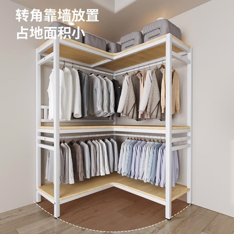 家用卧室转角靠墙衣柜全钢架组合结实耐用简易衣柜墙角开放式衣橱,淘宝优惠券,粉丝福利购,淘宝优惠卷