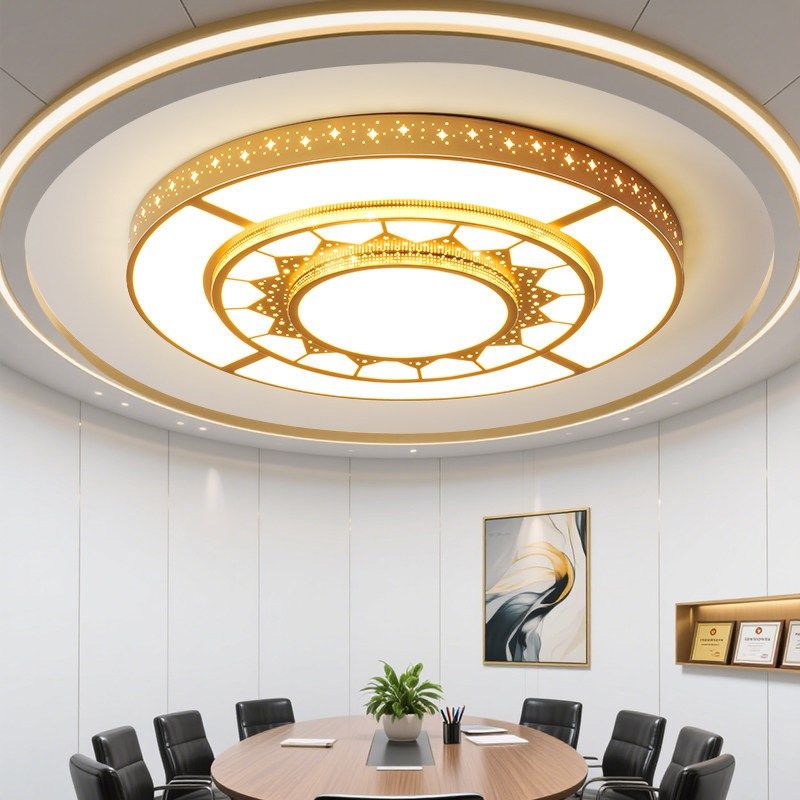 2025年圆形客厅灯现代简约大气酒店大厅会议室led吸顶金色大灯2米,淘宝优惠券,粉丝福利购,淘宝优惠卷