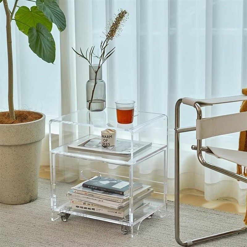 亚克力边几客厅沙发小茶几意式极简床头柜置物架透明收纳储物盒,淘宝优惠券,粉丝福利购,淘宝优惠卷